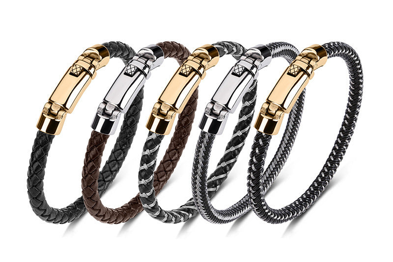 Hand-woven Leather Stainless Steel Classic Luxury Bracelet