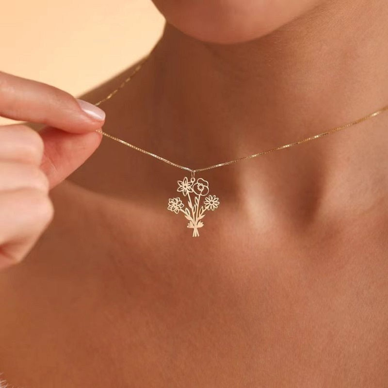 Customized Flower Combination Necklace