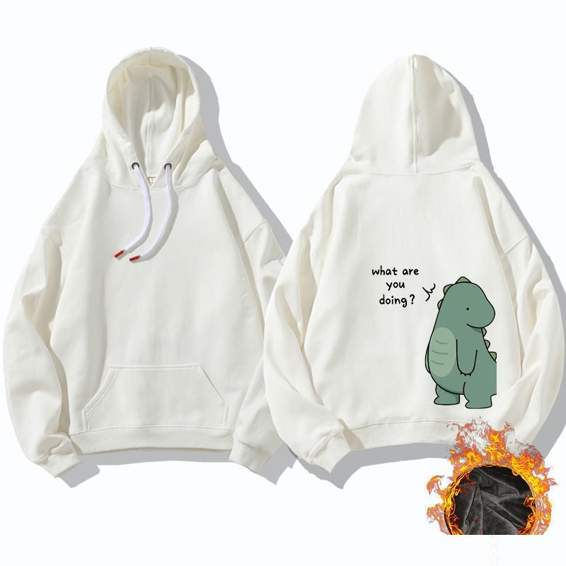 Winter Couple Dinosaur Printed Hoodie