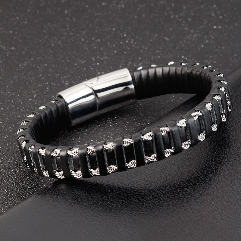 Leather bracelet hand-woven bracelet