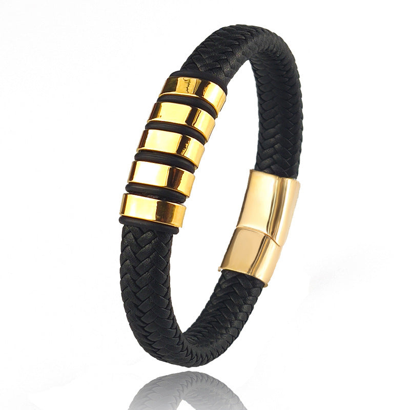 Bracelets For Men's Stainless Steel Leather Bead Bracelet