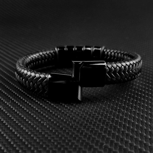 Bracelets For Men's Stainless Steel Leather Bead Bracelet