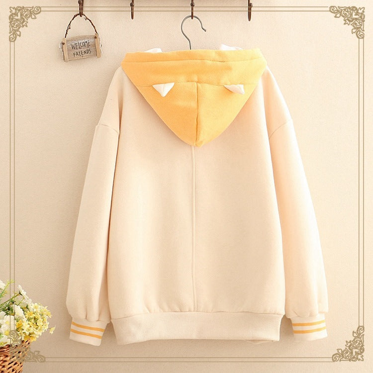 Warm Velvet Winter Childlike Fox ear Hoodie / Sweater Hoodie