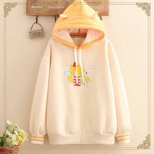 Warm Velvet Winter Childlike Fox ear Hoodie / Sweater Hoodie