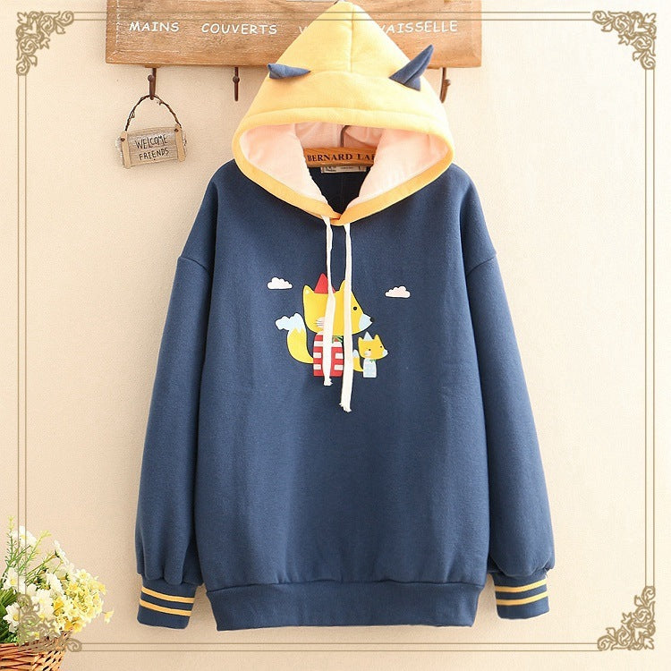 Warm Velvet Winter Childlike Fox ear Hoodie / Sweater Hoodie