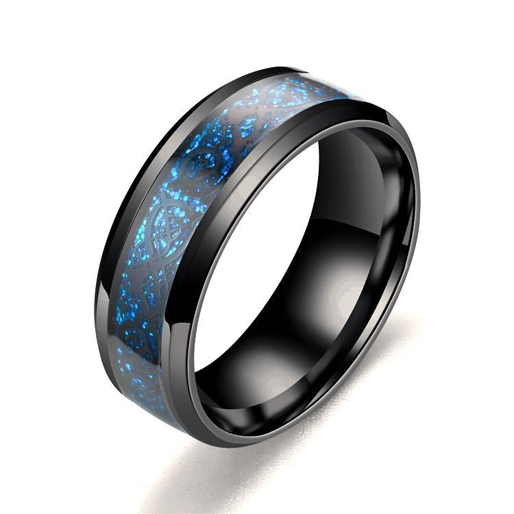 Stainless steel dragon pattern ring for men