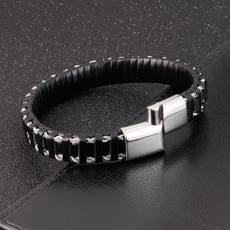 Leather bracelet hand-woven bracelet