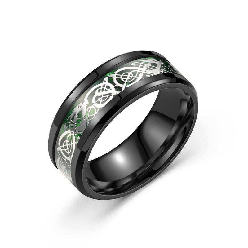 Stainless steel dragon pattern ring for men