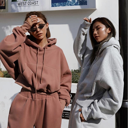 Winter Women's New Casual Hoodie + Bottom Sports Suit