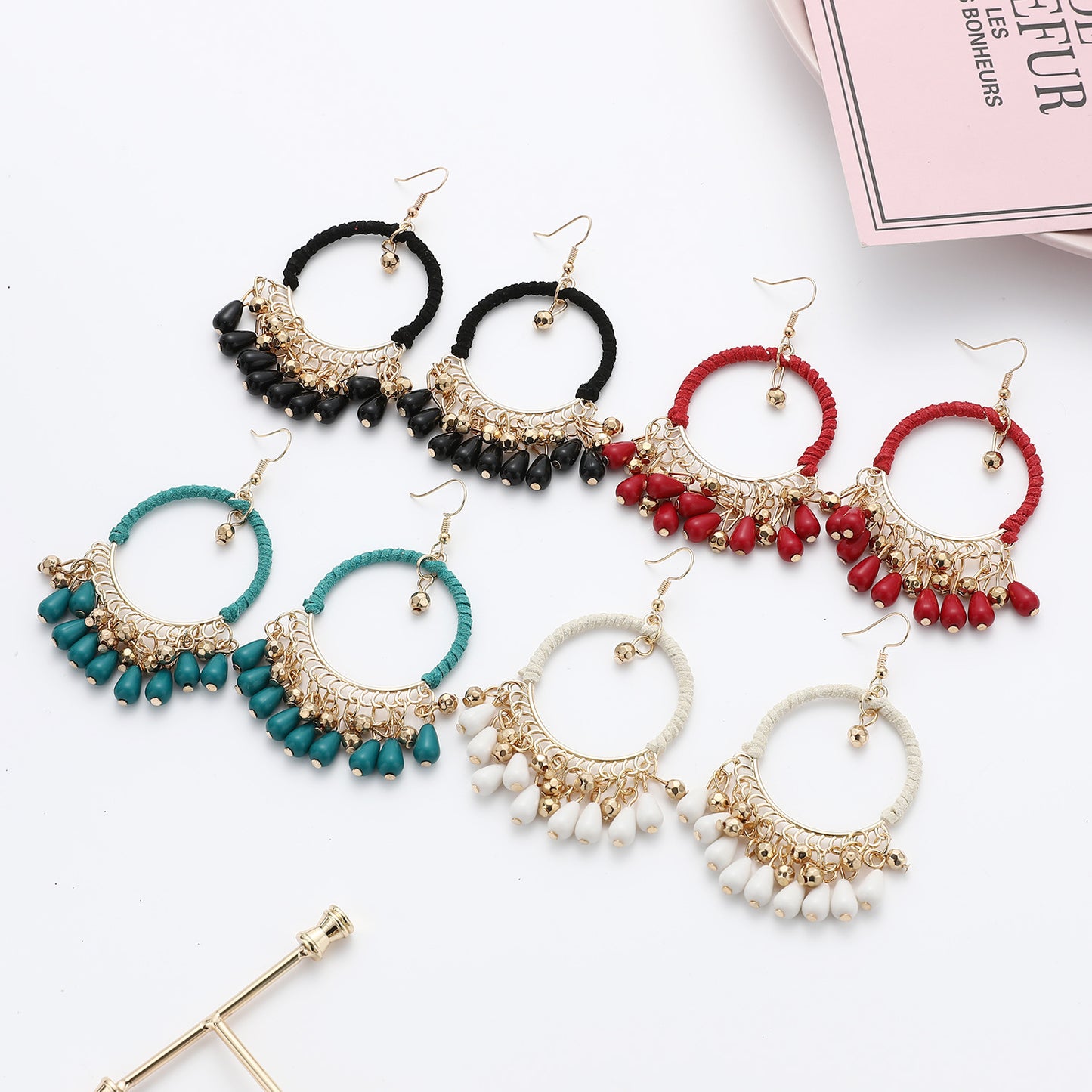 European And American National Style Temperament Hand-woven Earrings