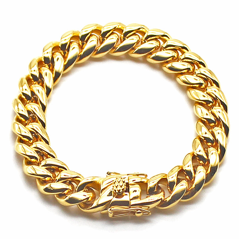 Cuban Trend Titanium Steel Gold Plated Zircon Bracelet