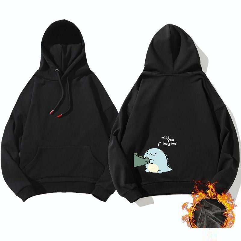 Winter Couple Dinosaur Printed Hoodie