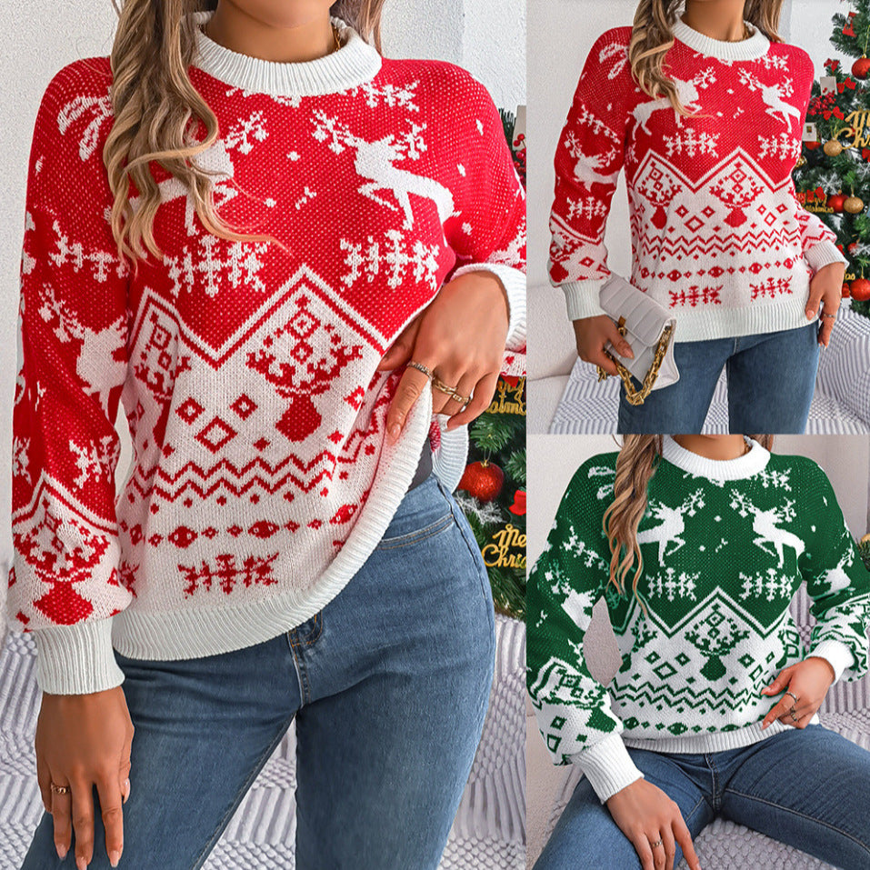 Woollen Christmas Special Deer Pattern Hoodie/Sweater Specially for Girls