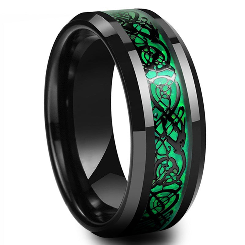 Stainless steel dragon pattern ring for men