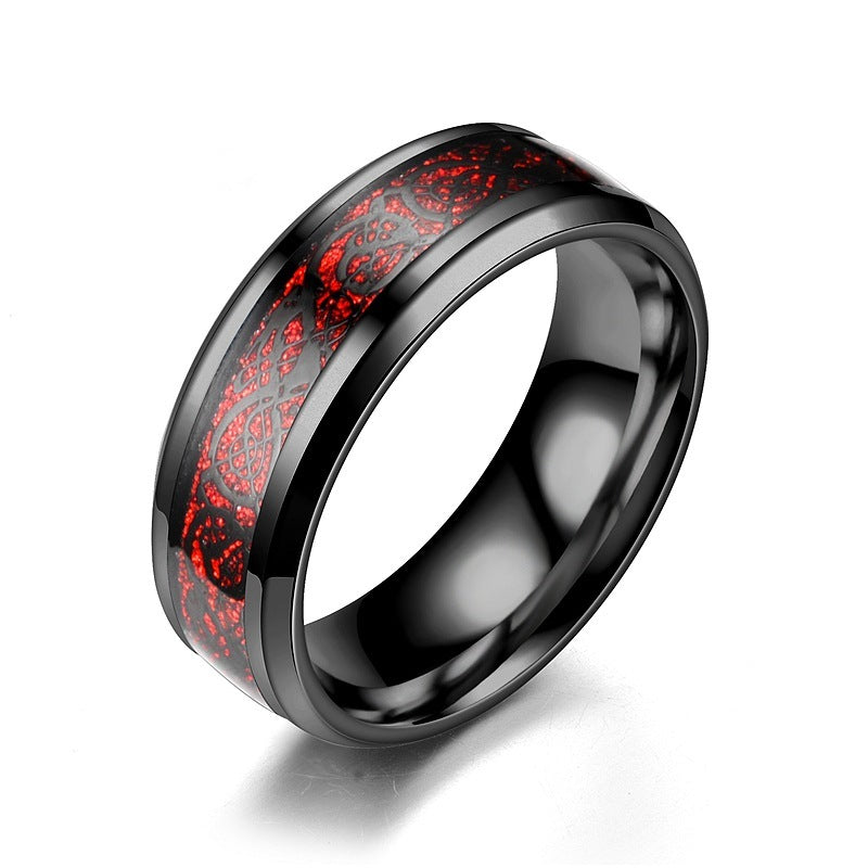 Stainless steel dragon pattern ring for men