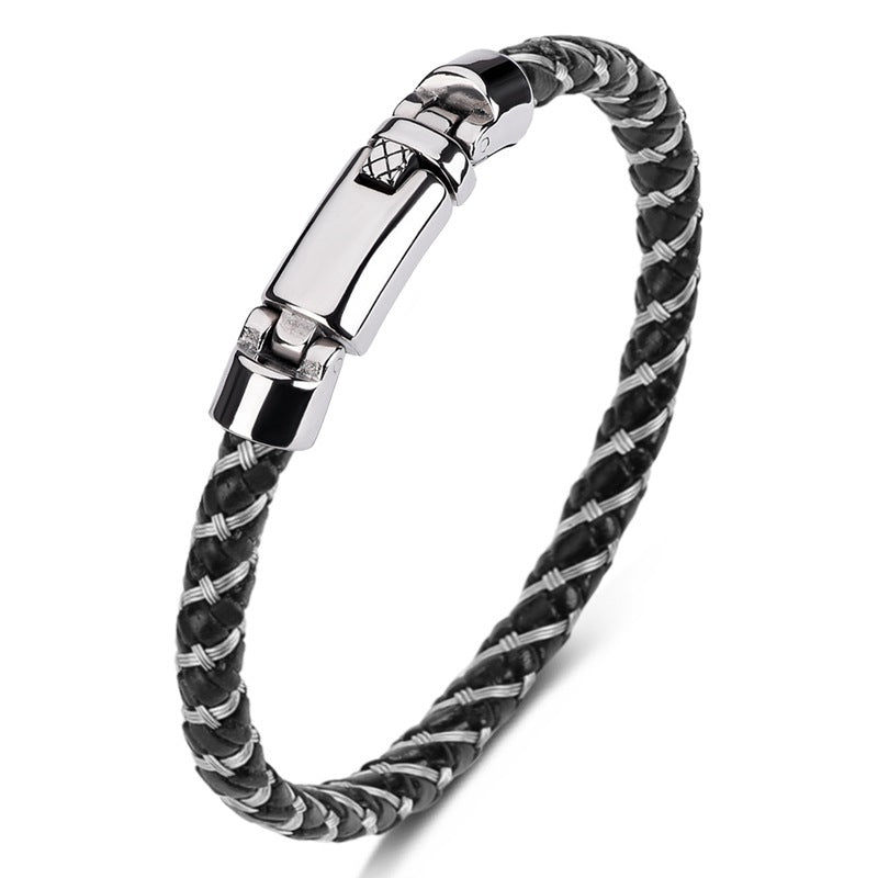 Hand-woven Leather Stainless Steel Classic Luxury Bracelet