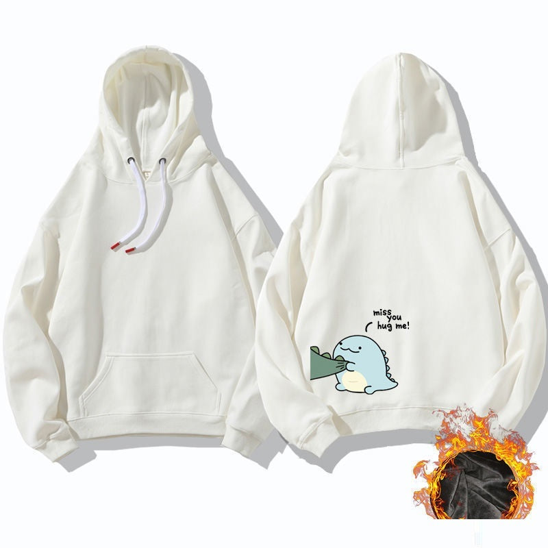 Winter Couple Dinosaur Printed Hoodie