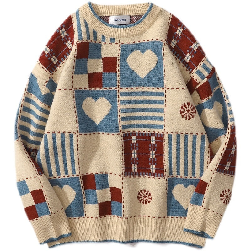 Couple American Retro Loose Long-sleeved Sweater