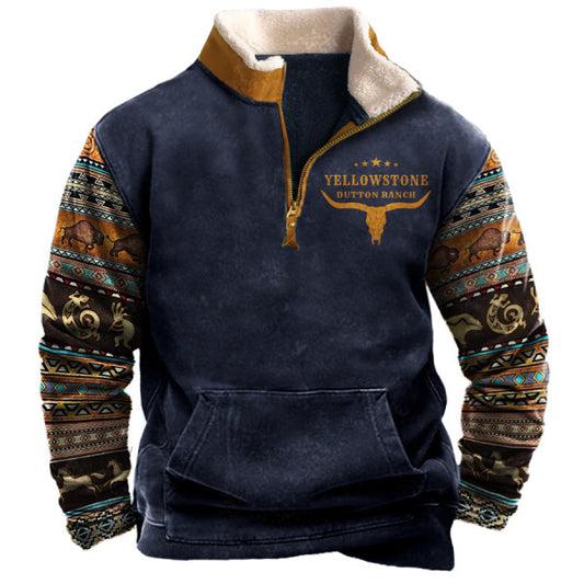 Woollen Thickened Hoodie Men's Vintage Hoodie