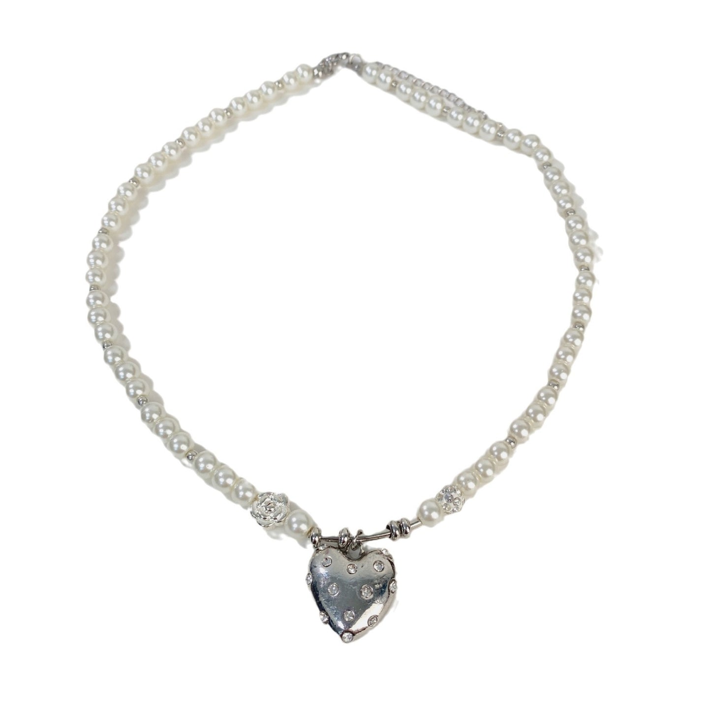 Pearl Necklace with Silver Heart For Girl (Special Design)