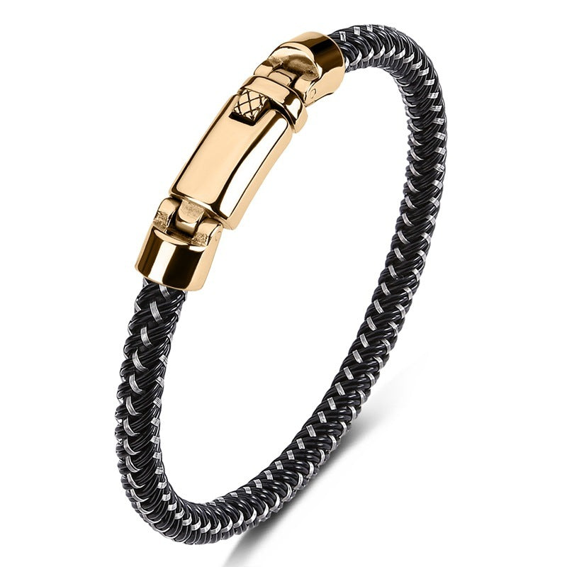 Hand-woven Leather Stainless Steel Classic Luxury Bracelet