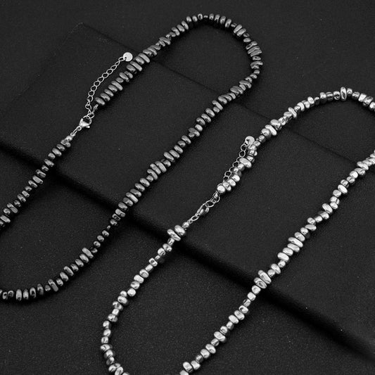 Titanium Twin Broken Silver Haematite Necklace