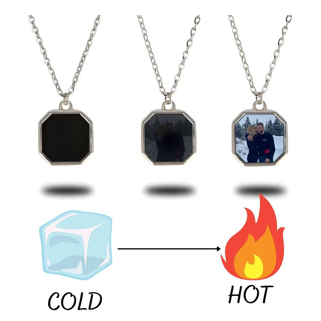 Black Hot Activated Magic Necklace / Heated Heart Magic Necklace