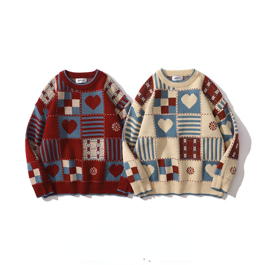 Couple American Retro Loose Long-sleeved Sweater